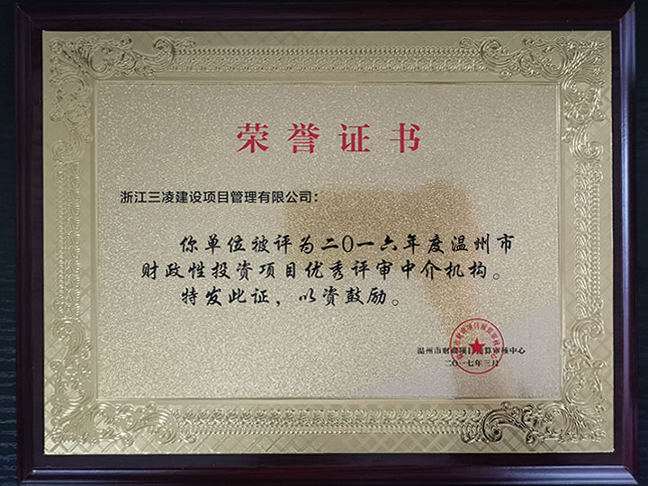 2016年度溫州市財政性投資項目?jì)?yōu)秀評審中介機構